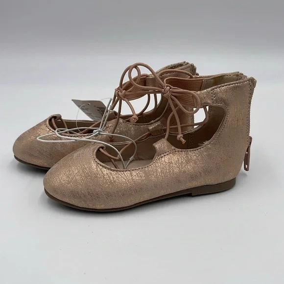 NWT The Children's Place Girl's Ballet Flat Rose Gold SIZE 5 - Picture 4 of 8